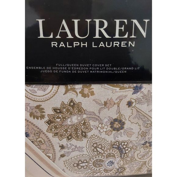 Ralph Lauren ESTELLA PAISLEY Cream Multi Cotton Full Queen Duvet Cover Set - Picture 5 of 10
